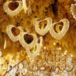 লাভ লাইট 10 পিসের সেট গোল্ডেন লাভ লাইট love light set Nordic Duplex Style Heart Shape Luxury Metal LED for Living Room Main Light Wedding - Image 2