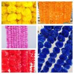 ইন্ডিয়ান গেন্দা গেন্দা লহর LAMANSH 4.5 feet (Pack of 100 Hangings) Artificial Genda Marigold Garland Phool Flower hangings For Wedding, Party & Event Decoration - Image 2